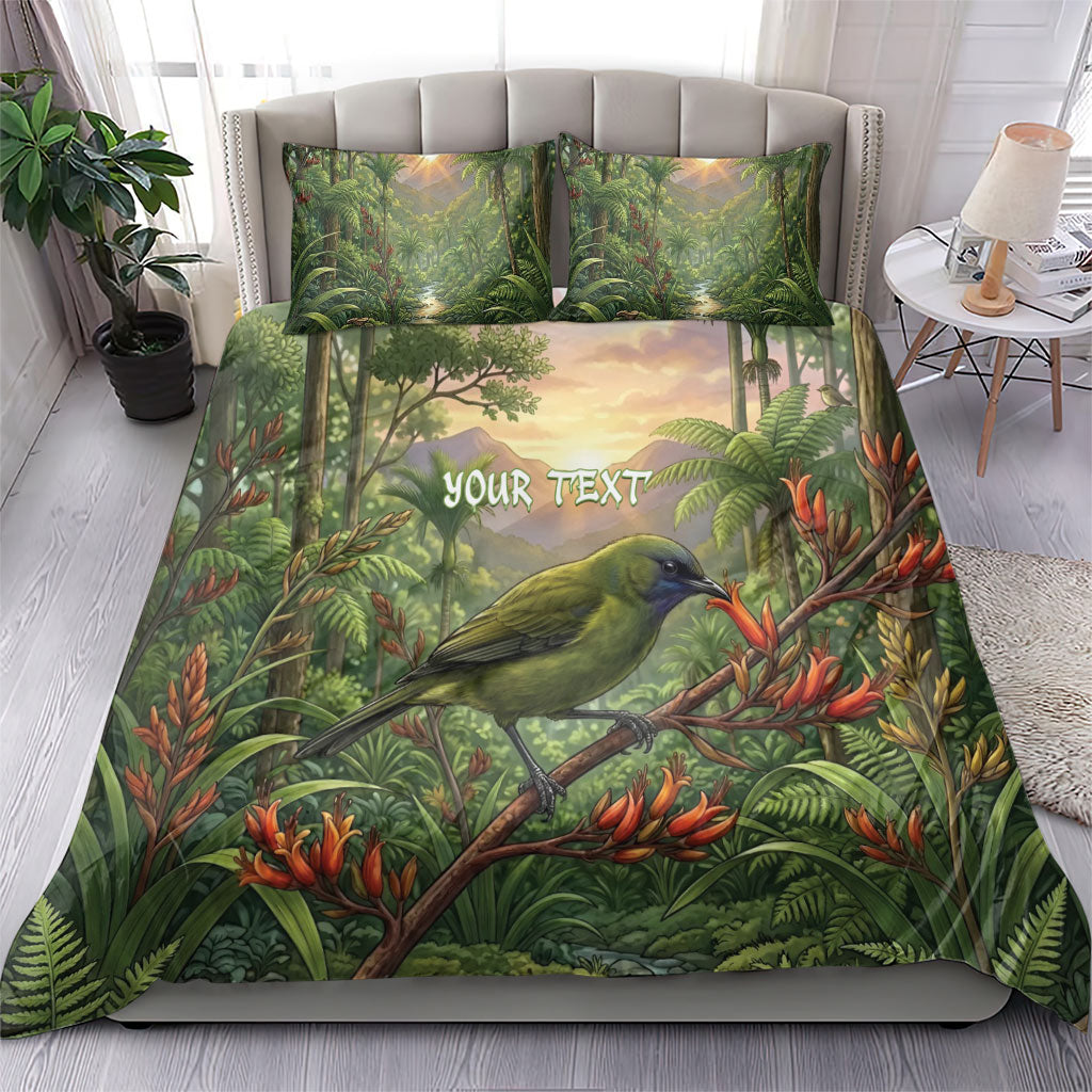 Bellbird New Zealand Personalised Bedding Set Korimako Harakeke Flower Native Forest LT22 - Polynesian Pride