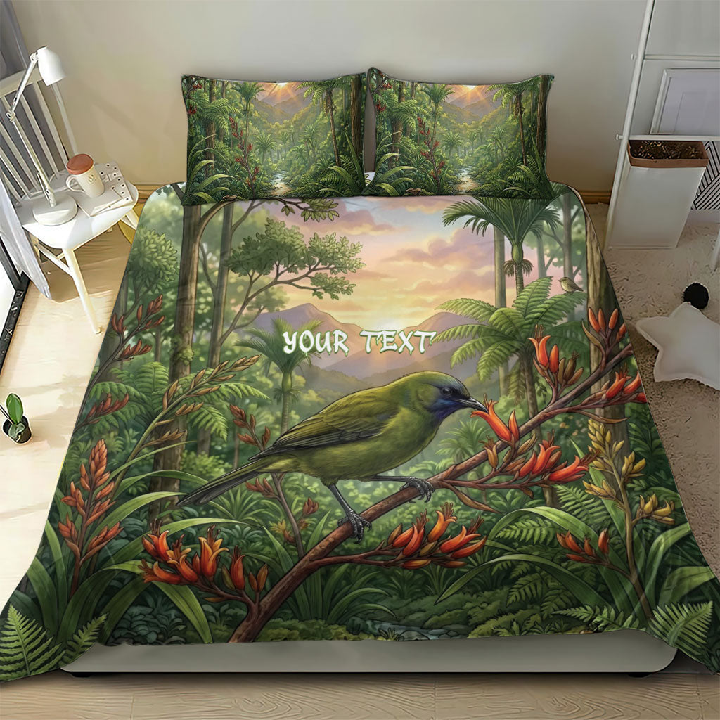 Bellbird New Zealand Personalised Bedding Set Korimako Harakeke Flower Native Forest LT22 - Polynesian Pride