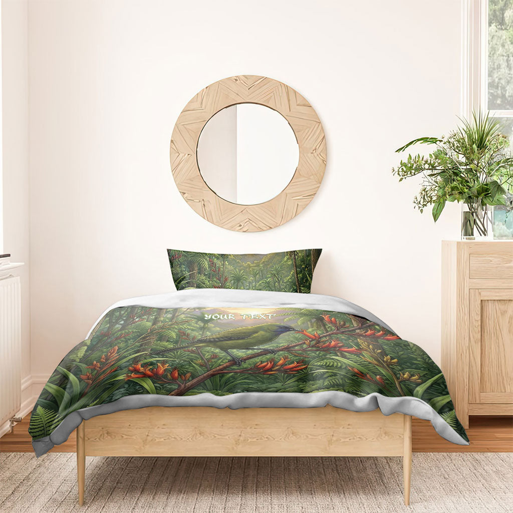Bellbird New Zealand Personalised Bedding Set Korimako Harakeke Flower Native Forest LT22 - Polynesian Pride