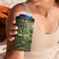 Bellbird New Zealand Personalised 4 in 1 Can Cooler Tumbler Korimako Harakeke Flower Native Forest LT22 - Polynesian Pride
