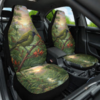 Bellbird New Zealand Personalised Car Seat Cover Korimako Harakeke Flower Native Forest LT22 One Size Green - Polynesian Pride