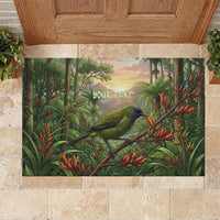 Bellbird New Zealand Personalised Rubber Doormat Korimako Harakeke Flower Native Forest