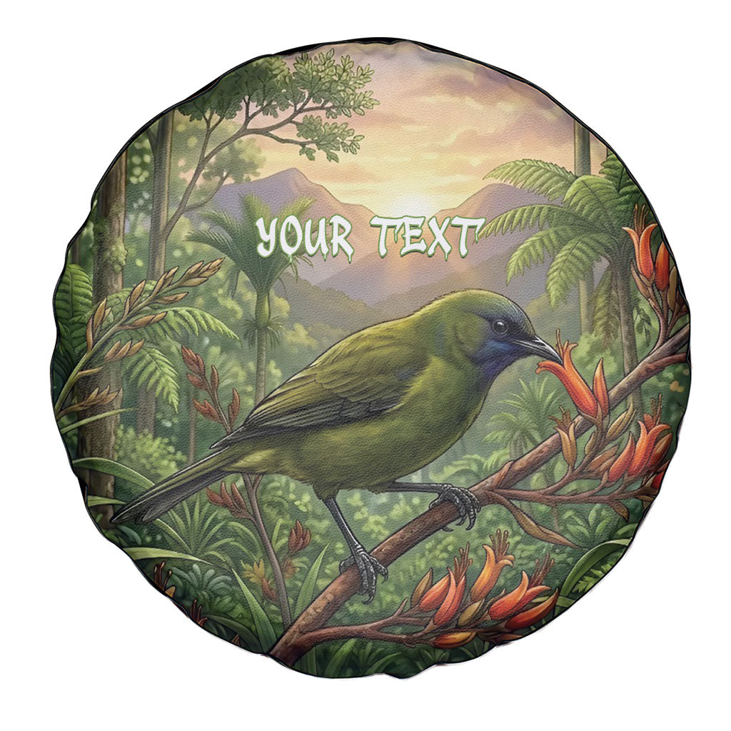 Bellbird New Zealand Personalised Spare Tire Cover Korimako Harakeke Flower Native Forest LT22 - Polynesian Pride