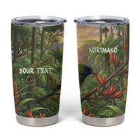 Bellbird New Zealand Personalised Tumbler Cup Korimako Harakeke Flower Native Forest LT22 Green - Polynesian Pride