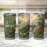 Bellbird New Zealand Personalised Tumbler Cup Korimako Harakeke Flower Native Forest LT22 - Polynesian Pride