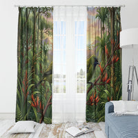 Bellbird New Zealand Personalised Window Curtain Korimako Harakeke Flower Native Forest