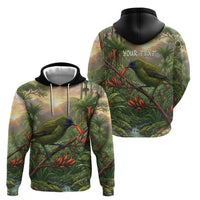 Bellbird New Zealand Personalised Zip Hoodie Korimako Harakeke Flower Native Forest LT22 - Polynesian Pride