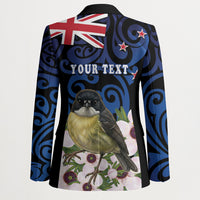 Tomtit New Zealand Personalised Blazer Miromiro Manuka Flower Maori Pattern