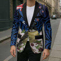 Tomtit New Zealand Personalised Blazer Miromiro Manuka Flower Maori Pattern