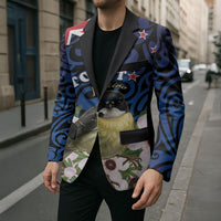 Tomtit New Zealand Personalised Blazer Miromiro Manuka Flower Maori Pattern
