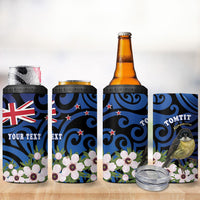 Tomtit New Zealand Personalised 4 in 1 Can Cooler Tumbler Miromiro Manuka Flower Maori Pattern LT22 - Polynesian Pride