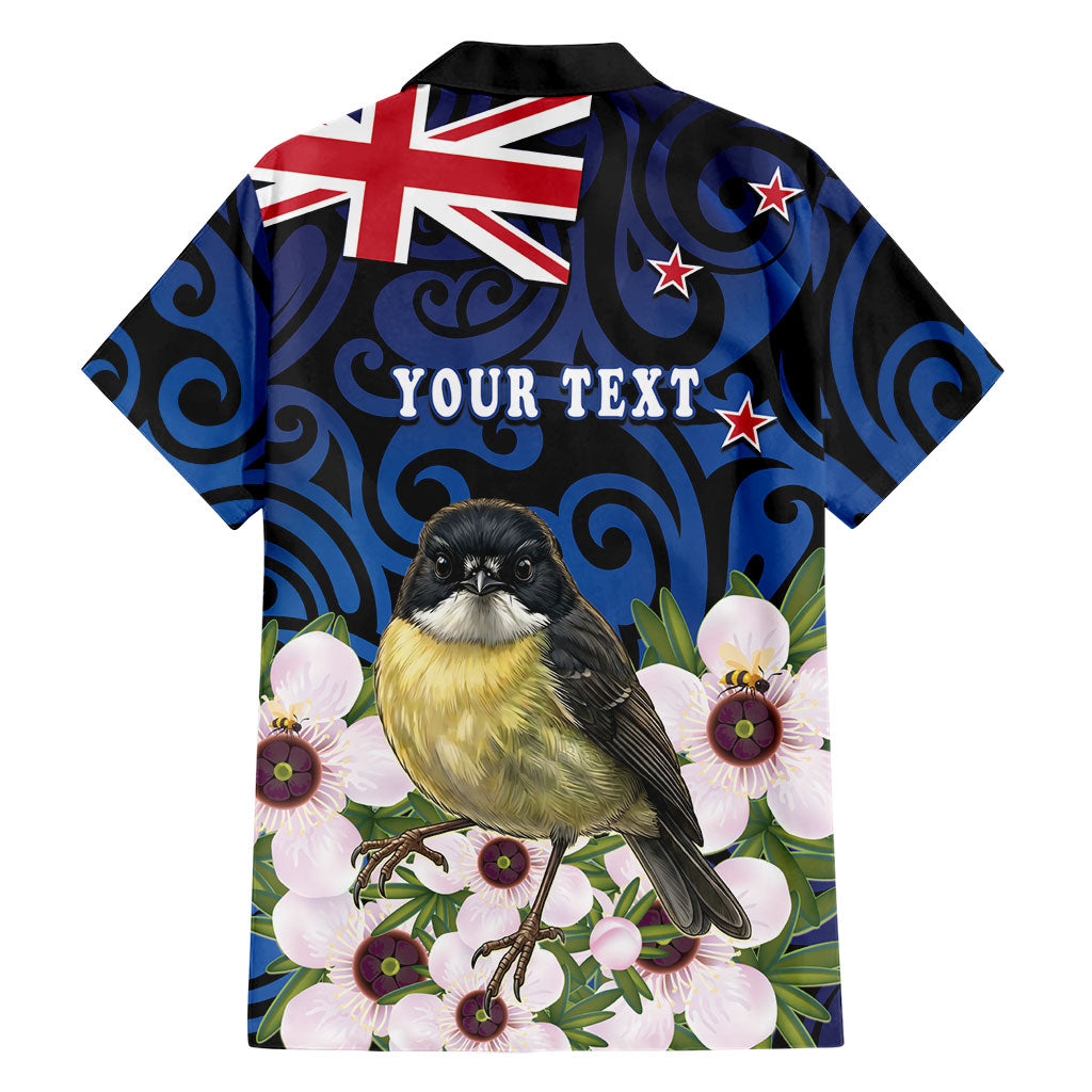 Tomtit New Zealand Personalised Family Matching Off Shoulder Short Dress and Hawaiian Shirt Miromiro Manuka Flower Maori Pattern LT22 - Polynesian Pride