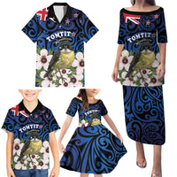 Tomtit New Zealand Personalised Family Matching Puletasi and Hawaiian Shirt Miromiro Manuka Flower Maori Pattern