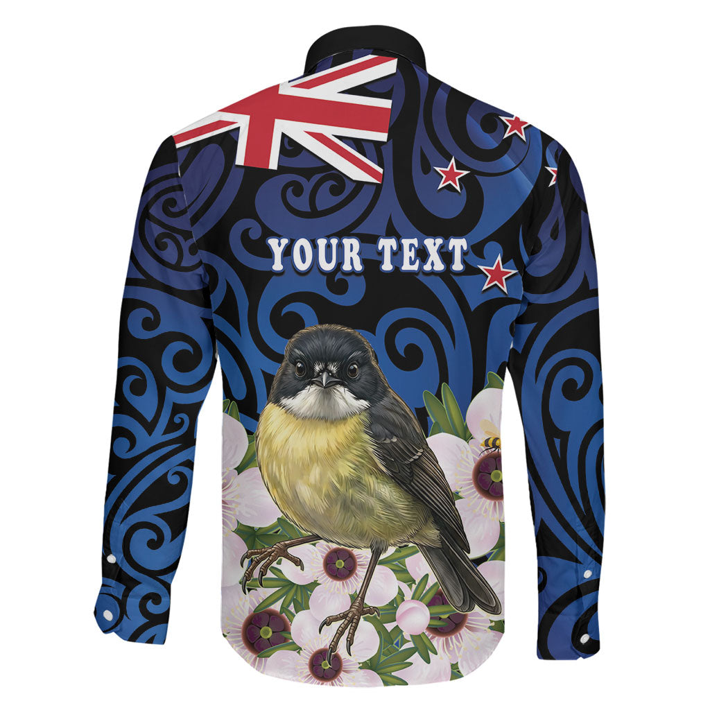Tomtit New Zealand Personalised Family Matching Short Sleeve Bodycon Dress and Hawaiian Shirt Miromiro Manuka Flower Maori Pattern LT22 - Polynesian Pride