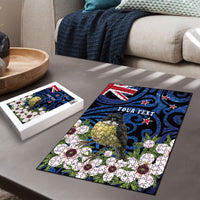 Tomtit New Zealand Personalised Puzzle Miromiro Manuka Flower Maori Pattern