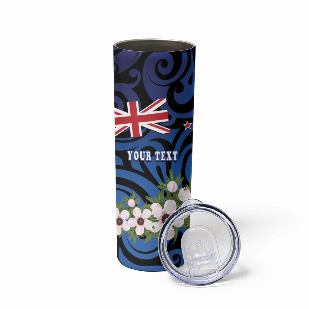Tomtit New Zealand Personalised Skinny Tumbler Miromiro Manuka Flower Maori Pattern LT22 - Polynesian Pride