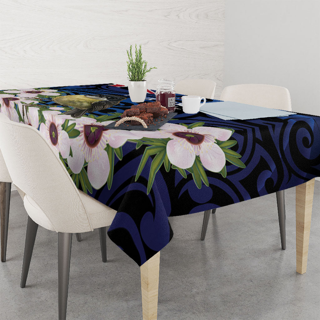 Tomtit New Zealand Personalised Tablecloth Miromiro Manuka Flower Maori Pattern