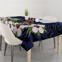 Tomtit New Zealand Personalised Tablecloth Miromiro Manuka Flower Maori Pattern