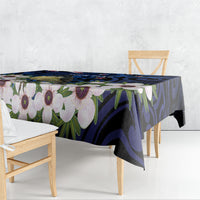 Tomtit New Zealand Personalised Tablecloth Miromiro Manuka Flower Maori Pattern