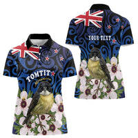 Tomtit New Zealand Personalised Women Polo Shirt Miromiro Manuka Flower Maori Pattern LT22 - Polynesian Pride