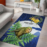 Kakapo New Zealand Personalised Area Rug Kowhai Flower Silver Fern Maori Pattern LT22 - Polynesian Pride