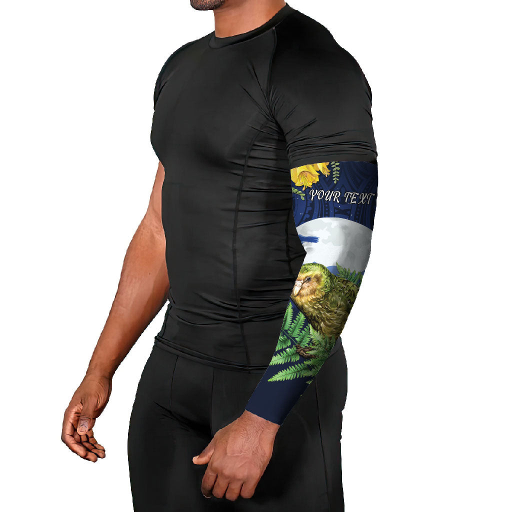 Kakapo New Zealand Personalised Arm Sleeves Kowhai Flower Silver Fern Maori Pattern LT22 - Polynesian Pride