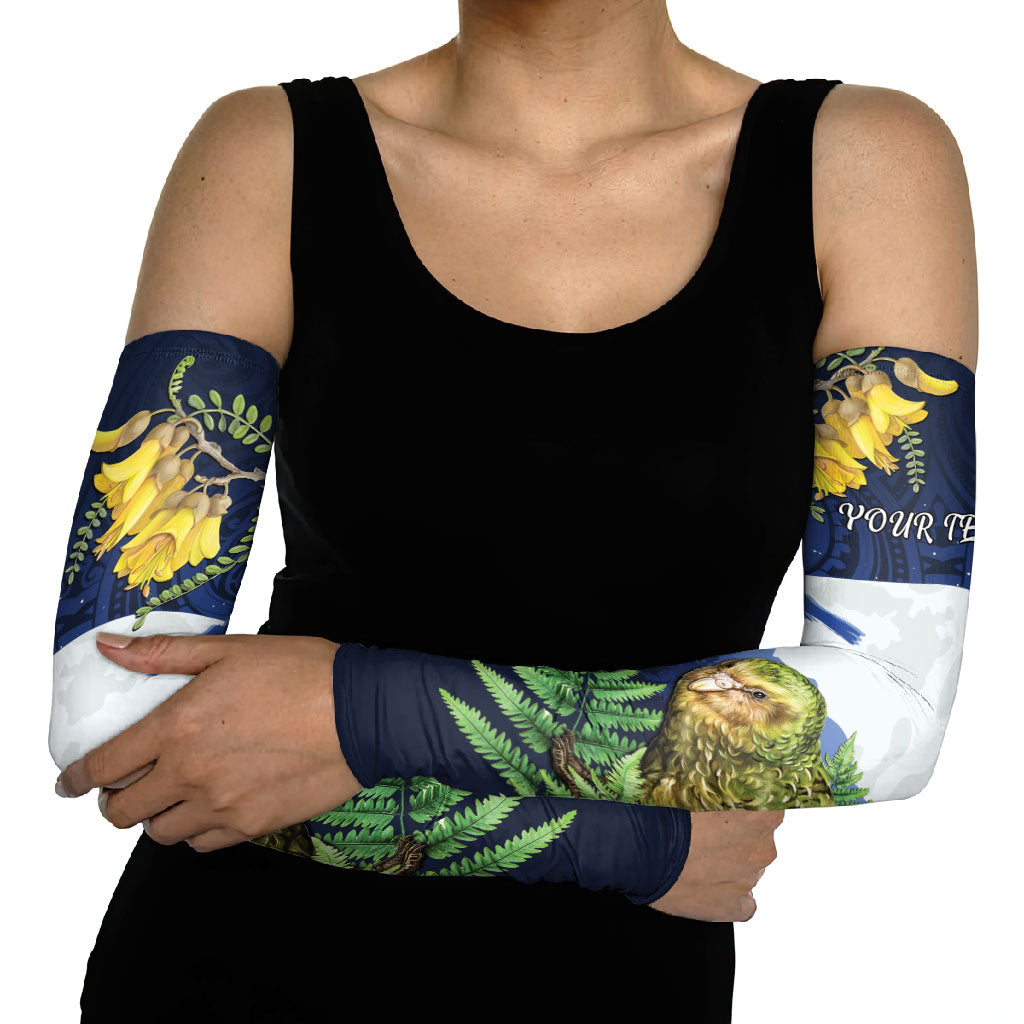 Kakapo New Zealand Personalised Arm Sleeves Kowhai Flower Silver Fern Maori Pattern LT22 - Polynesian Pride