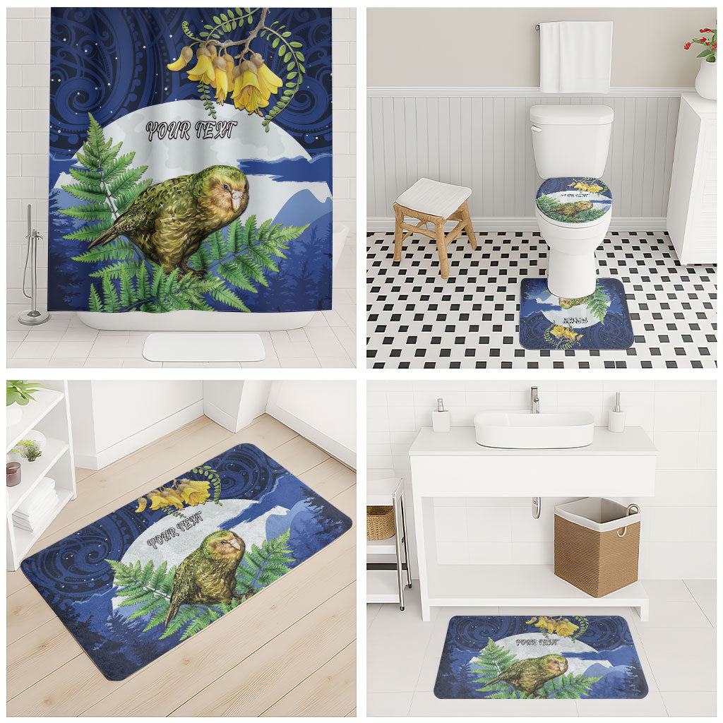 Kakapo New Zealand Personalised Bathroom Set Kowhai Flower Silver Fern Maori Pattern