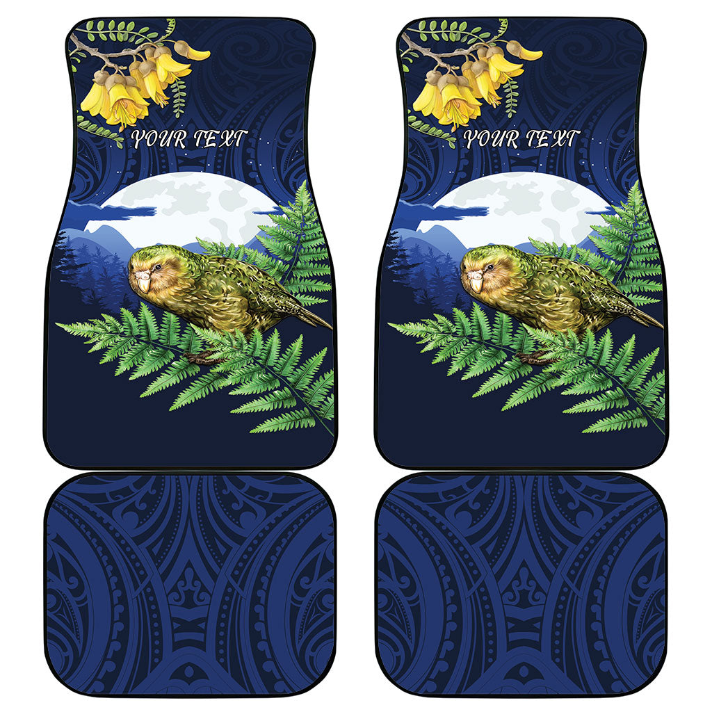 Kakapo New Zealand Personalised Car Mats Kowhai Flower Silver Fern Maori Pattern LT22 - Polynesian Pride