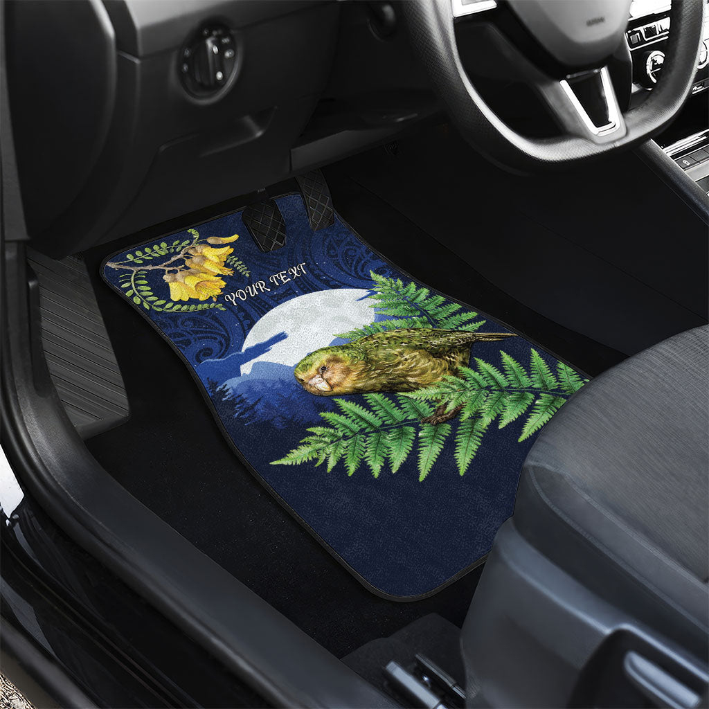 Kakapo New Zealand Personalised Car Mats Kowhai Flower Silver Fern Maori Pattern LT22 - Polynesian Pride