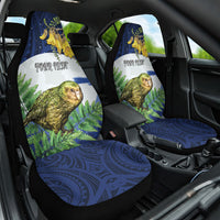 Kakapo New Zealand Personalised Car Seat Cover Kowhai Flower Silver Fern Maori Pattern LT22 One Size Blue - Polynesian Pride