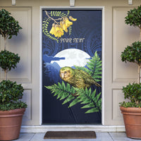 Kakapo New Zealand Personalised Door Cover Kowhai Flower Silver Fern Maori Pattern LT22 Blue - Polynesian Pride