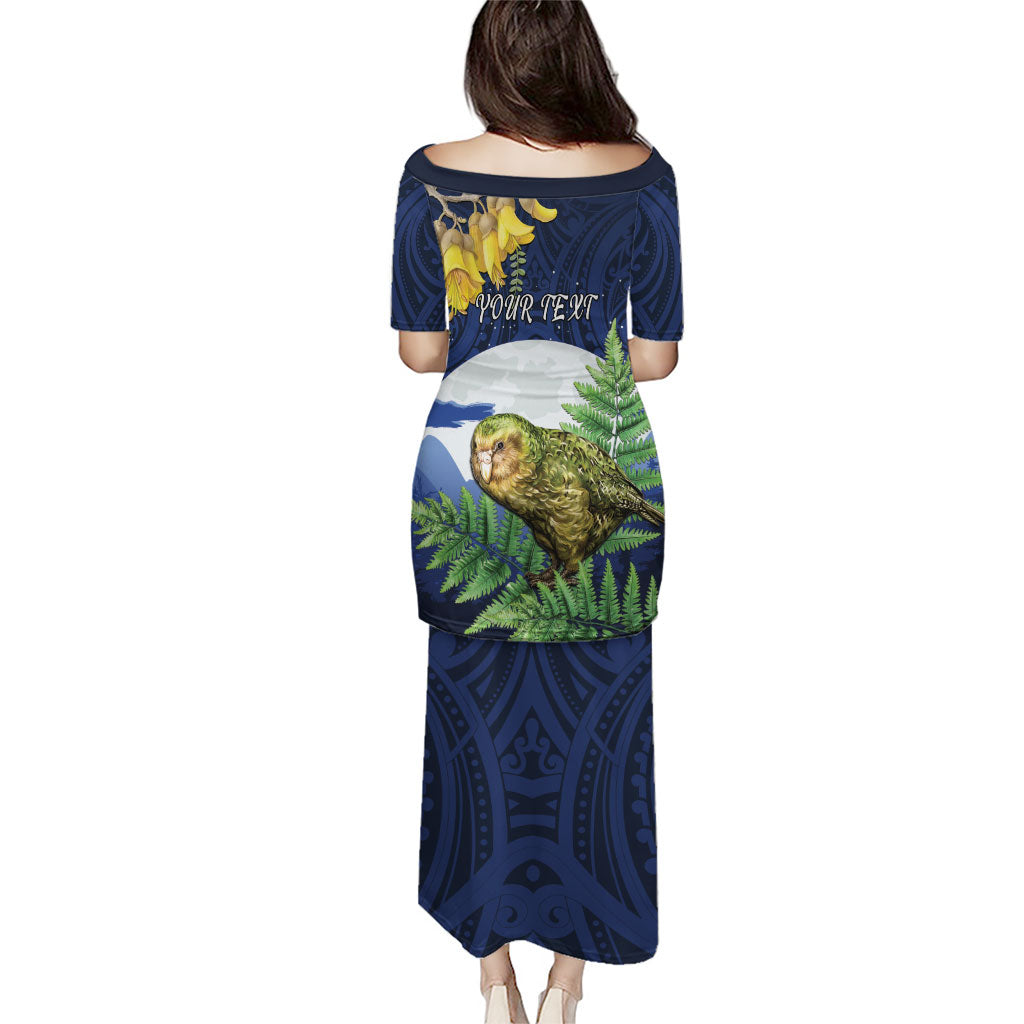 Kakapo New Zealand Personalised Family Matching Puletasi and Hawaiian Shirt Kowhai Flower Silver Fern Maori Pattern LT22 - Polynesian Pride