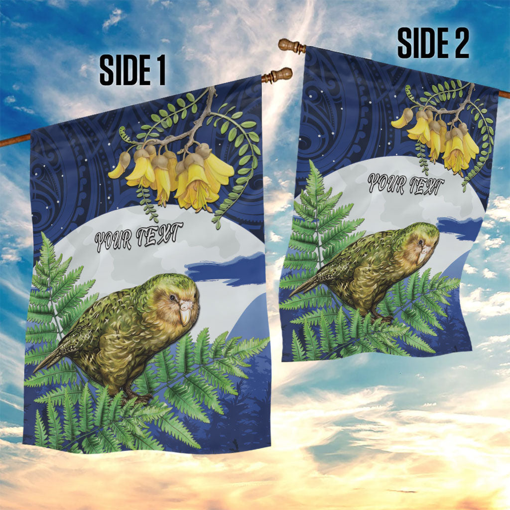Kakapo New Zealand Personalised Garden Flag Kowhai Flower Silver Fern Maori Pattern LT22 - Polynesian Pride