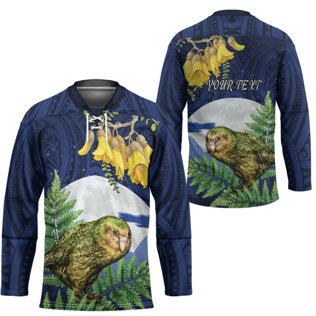 Kakapo New Zealand Personalised Hockey Jersey Kowhai Flower Silver Fern Maori Pattern LT22 - Polynesian Pride