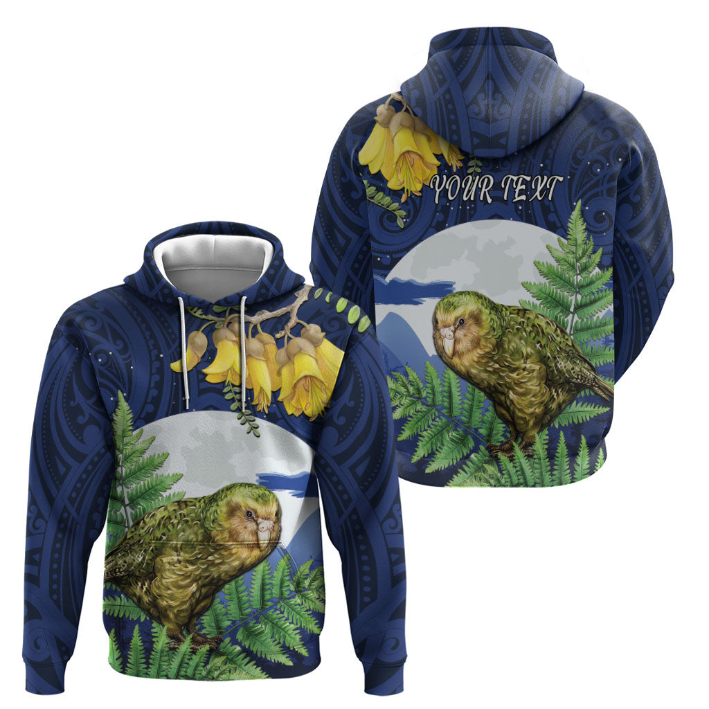 Kakapo New Zealand Personalised Hoodie Kowhai Flower Silver Fern Maori Pattern LT22 - Polynesian Pride