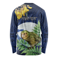 Kakapo New Zealand Personalised Long Sleeve Shirt Kowhai Flower Silver Fern Maori Pattern LT22 - Polynesian Pride