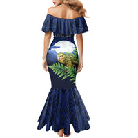Kakapo New Zealand Personalised Mermaid Dress Kowhai Flower Silver Fern Maori Pattern LT22 - Polynesian Pride
