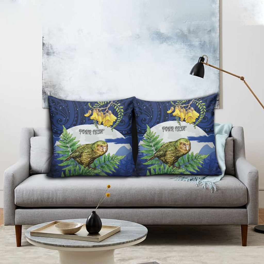 Kakapo New Zealand Personalised Pillow Cover Kowhai Flower Silver Fern Maori Pattern LT22 - Polynesian Pride