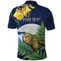 Kakapo New Zealand Personalised Polo Shirt Kowhai Flower Silver Fern Maori Pattern LT22 - Polynesian Pride