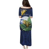 Kakapo New Zealand Personalised Puletasi Kowhai Flower Silver Fern Maori Pattern LT22 - Polynesian Pride