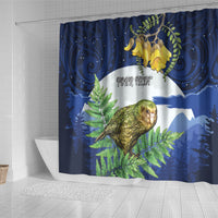 Kakapo New Zealand Personalised Shower Curtain Kowhai Flower Silver Fern Maori Pattern LT22 - Polynesian Pride