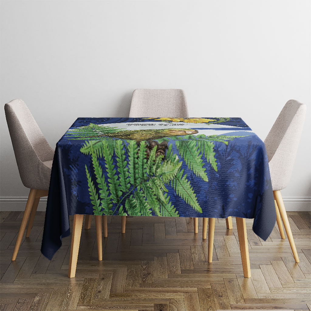 Kakapo New Zealand Personalised Tablecloth Kowhai Flower Silver Fern Maori Pattern