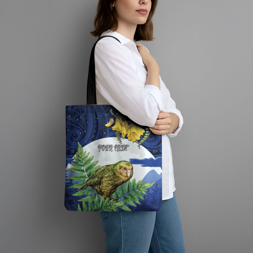 Kakapo New Zealand Personalised Tote Bag Kowhai Flower Silver Fern Maori Pattern LT22 - Polynesian Pride