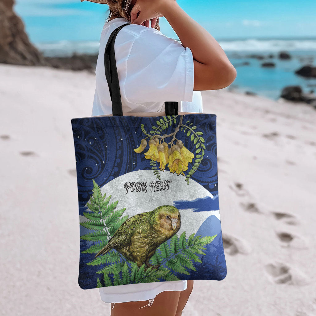 Kakapo New Zealand Personalised Tote Bag Kowhai Flower Silver Fern Maori Pattern LT22 - Polynesian Pride