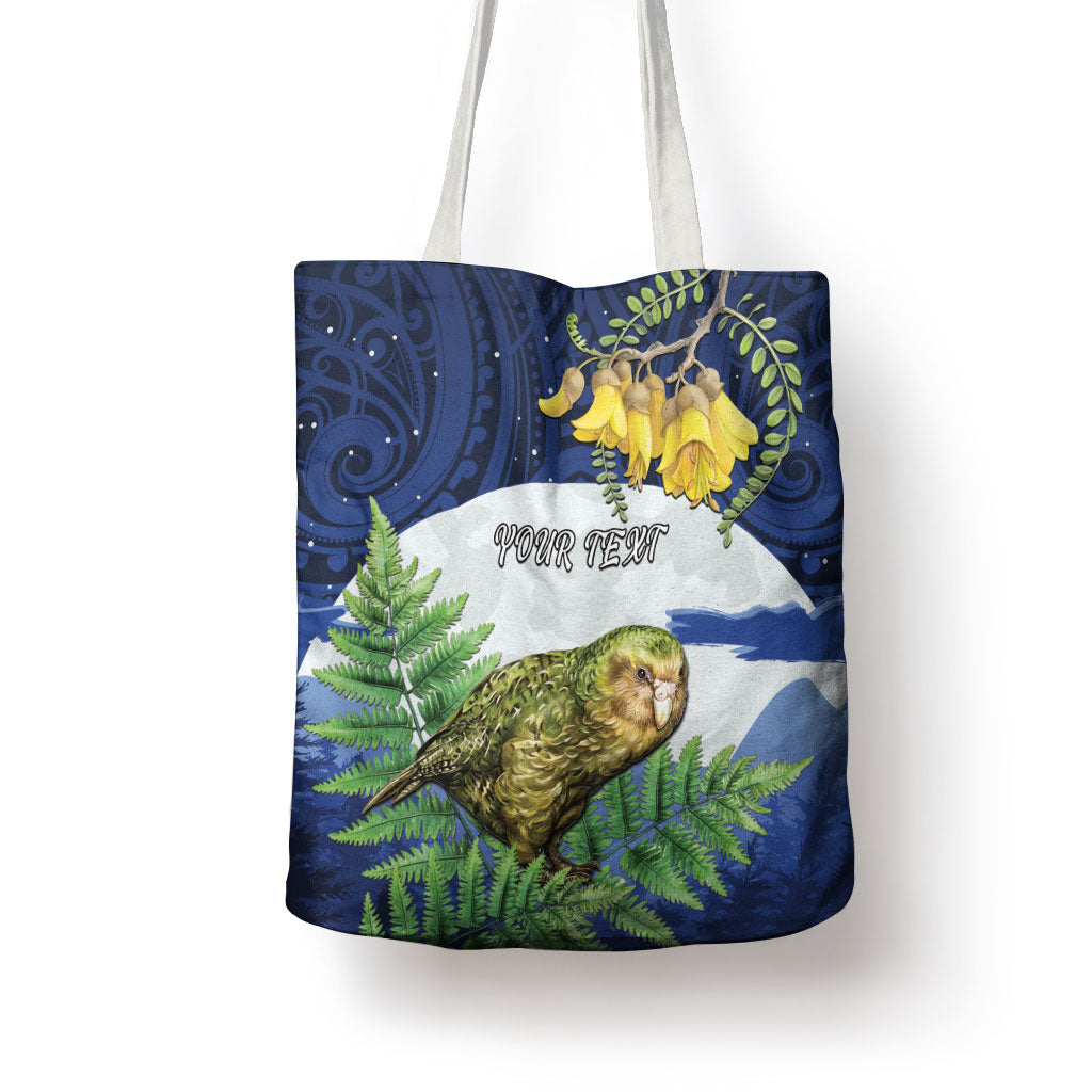 Kakapo New Zealand Personalised Tote Bag Kowhai Flower Silver Fern Maori Pattern LT22 - Polynesian Pride