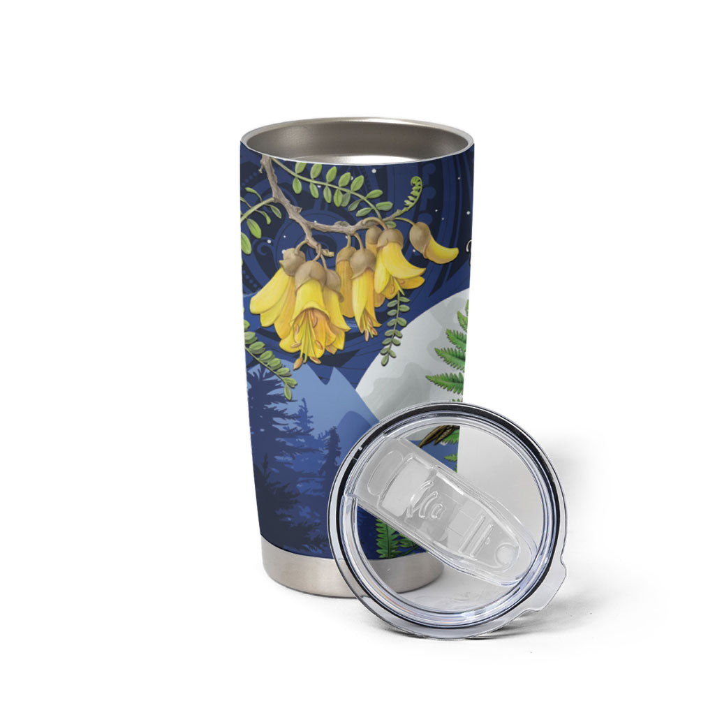 Kakapo New Zealand Personalised Tumbler Cup Kowhai Flower Silver Fern Maori Pattern LT22 - Polynesian Pride