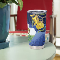 Kakapo New Zealand Personalised Tumbler Cup Kowhai Flower Silver Fern Maori Pattern LT22 - Polynesian Pride