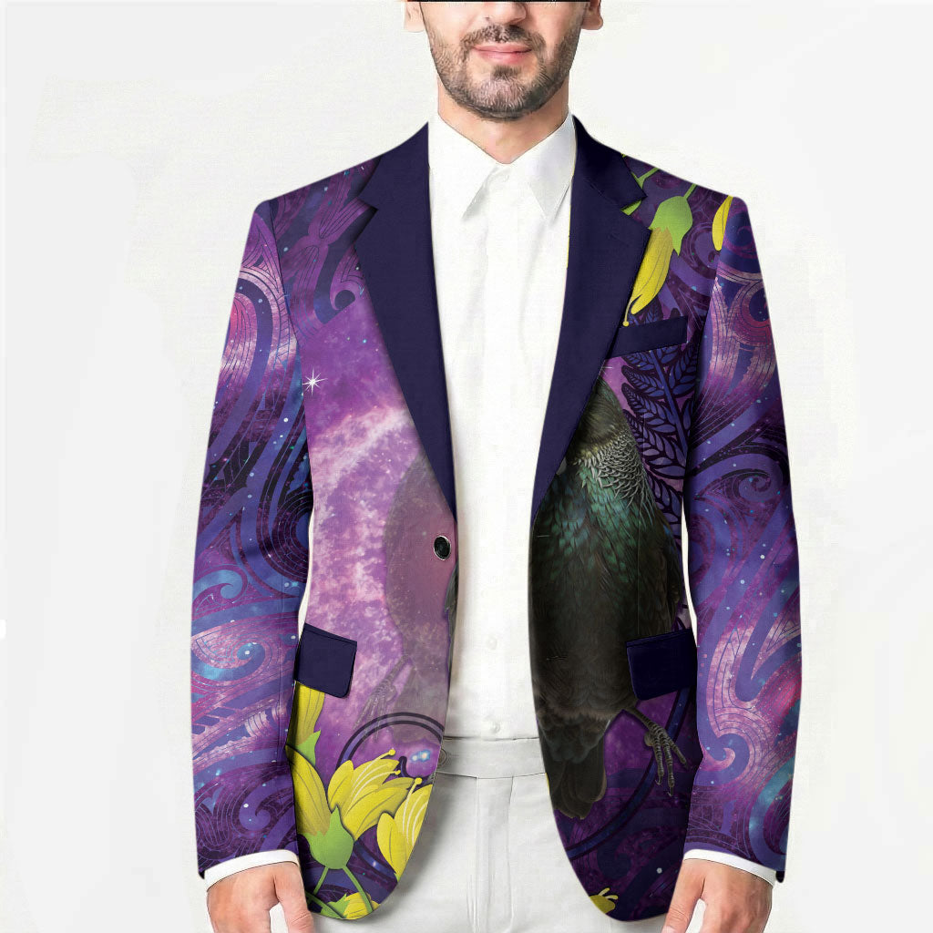 New Zealand Tui Bird Matariki Blazer Kowhai Flower Silver Fern Galaxy Maori Pattern LT22 - Polynesian Pride