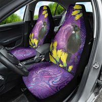New Zealand Tui Bird Matariki Car Seat Cover Kowhai Flower Silver Fern Galaxy Maori Pattern LT22 - Polynesian Pride